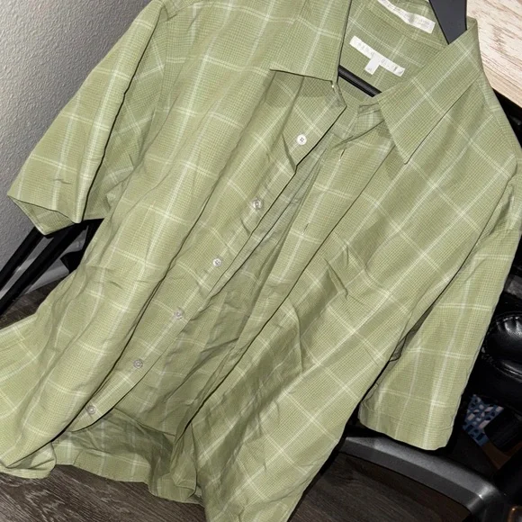 Perry Ellis Green Plaid Shirt - Picture 3 of 4